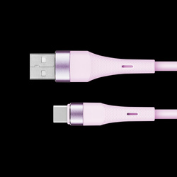 Kabel USB - USB typu C 1 m silikonowy różowy Kruger&Matz Basic