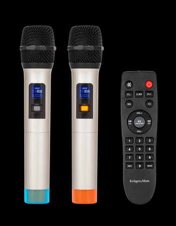 Aktywna kolumna głośnikowa (z 2 mikrofonami bezprzewodowymi UHF, SD, Bluetooth, FM, USB) 60 Watt