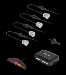 Samochodowe czujniki parkowania z wyświetlaczem (tył) Peiying – srebrne