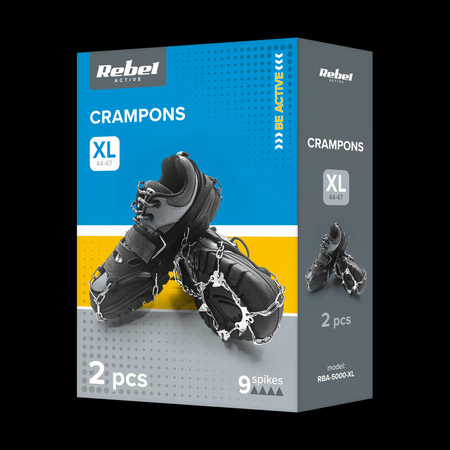 Raczki z kolcami na buty turystyczne, rozmiar XL ( 44 - 47 ) , REBEL ACTIVE