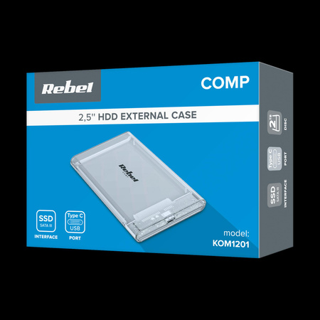 Obudowa dysku 2,5&quot; SATA USB C 3.1 Rebel przeźroczysta
