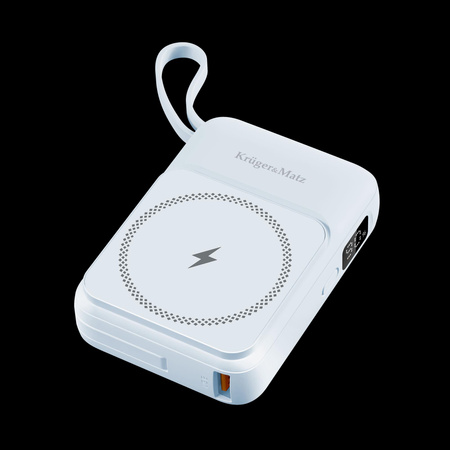 POWERBANK indukcyjny Kruger&Matz 10000 mAh Mag Safe z kablem niebieski