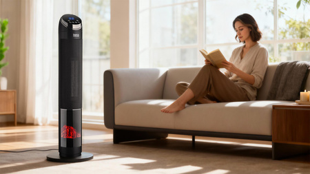 Termowentylator kolumnowy PTC Teesa z funkcją imitacji kominka