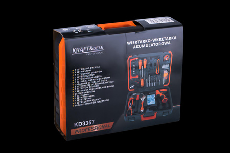 Zestaw wiertarko-wkrętarka 18V 1,5Ah +akcesoria KD3357 - KRAFT&DELE