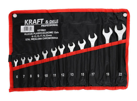 KLUCZE PŁASKO-OCZKOWE 12el. KD10921 - KRAFT&DELE