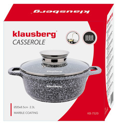 Garnek aluminium, szary marmurek Ø20cm 2,3l Klausber KB-7520