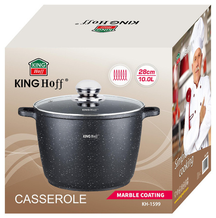 Garnek z powłoka marmurkową, Ø28cm 10l czarny Kingh KH-1599