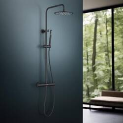 Zestaw termostatyczny prysznicowy natynkowy BOSTON BOS-ZKPN.400 TERMO CZARNY MAT Blue Water