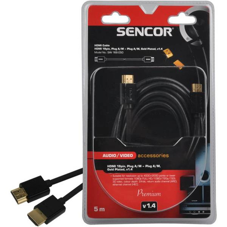 HDMI KABEL SAV 166-050 HDMI M-M 5m v1.4 P SENCOR
