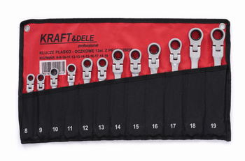 Klucze płasko oczkowe z grzechotką łamane 12el. KD10947 - KRAFT&DELE