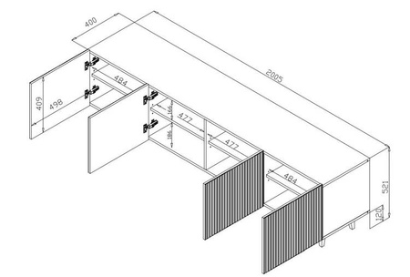 Szafka RTV PAFOS 200x40x52 biały mat