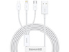 BASEUS Kabel USB 3w1 Superior Series, USB do micro USB / USB-C / Lightning, 3.5A, 1.2m (CAMLTYS-02) Biały