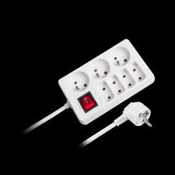 Przedłużacz sieciowy Rebel 7 gniazd z przełącznikiem , 3m (1,5mm)