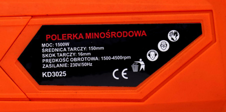 Polerka mimośrodowa elektryczna 1500W KD3025 - KRAFT&DELE