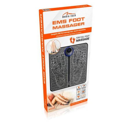 EMS FOOT MASSAGER - Mata do masażu stóp. Elektrostymulacja EMS, 8 trybów masażu, 19 poziomy intensywności, wyświetlaczem LED, pilot zdalnego sterowania
