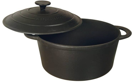 Garnek z pokrywą, żeliwo Ø24cm 4l czarny Kingh KH-2254