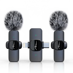 MICRO-MIC DUO - 2x Mikrofon Bezprzewodowy Krawatowy (zestaw), na klips, iOS & Android (OTG), mini, superczuły. USB-C & LIGHTNING