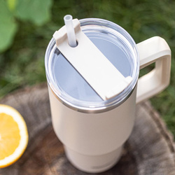Kubek termiczny ze słomką, beżowy, 1100 ml, stal nierdzewna, Klausberg, KB-7944 KB-7944