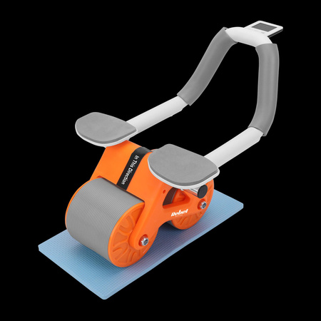 Przyrząd do ćwiczenia mięśni brzucha z timerem, AB roller Wheel AB-3 , kolor szaro-pomarańczowy , REBEL ACTIVE