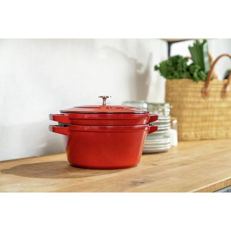 Zestaw 2 naczyń żeliwnych z pokrywką STAUB 40508-384-0 - czerwony 24 cm