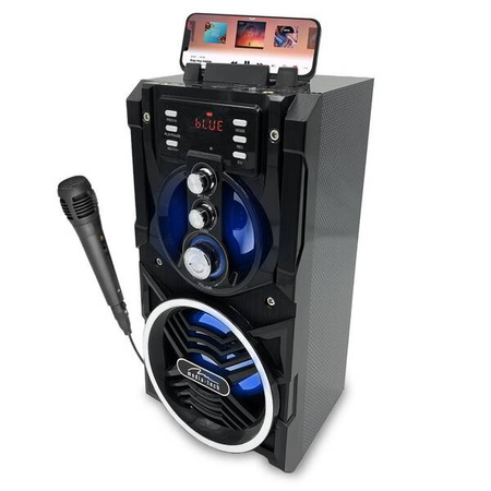PARTYBOX - Kompaktowy głośnik Bluetooth stereo z wbudowanym wooferem, 800W PMPO, karaoke, FM, MP3. Wbudowany akumultaor LiIon, pilot, LED