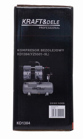 KOMPRESOR BEZOLEJOWY 9L 550W KD1384 - KRAFT&DELE