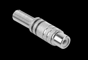 Gniazdo RCA nikiel 2 paski na kabel czarne