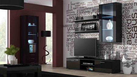 Szafka RTV SOHO 180 czarny/ czarny połysk