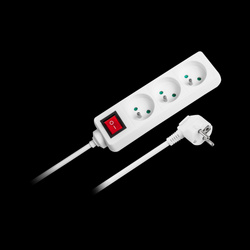 Przedłużacz biały Rebel 3 gniazda , kabel 3m (3x1,5mm) z przełącznikiem