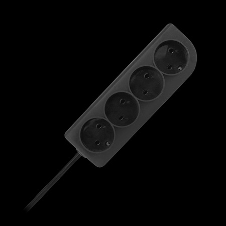 Przedłużacz bez uziemienia 2x1mm 4 gniazda 5m czarny PSN-45-2