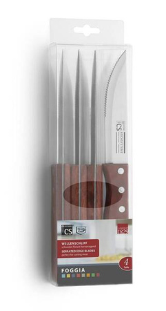 FOGGIA noże do steków ,4szt ,stali nierdzewna, uchwyt drewniany