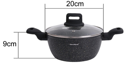 Garnek, kolor czarny-marmurek, Ø20cm, 2,36L Klausber KB-7670