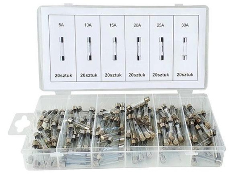 Bezpieczniki szklane 120szt. 5-30A KD1302 - KRAFT&DELE