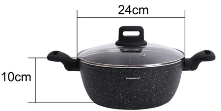 Garnek, kolor czarny-marmurek, Ø24cm, 3,79L Klausber KB-7671