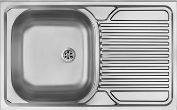 Zlewozmywak stalowy 1-komorowy z ociekaczem po prawej stronie - nakładany (ZM5 311P) - Deante