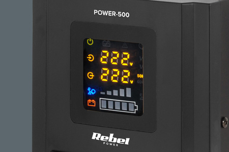 Zasilacz Awaryjny Rebel POWER-500 - przetwornica z czystym przebiegiem sinusoidalnym i funkcją ładowania 12V 230V 500VA/300W