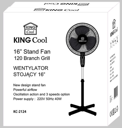 Wentylator stojącego, 16 cali, czarny, KINGHoff, KH-212 KH-2124