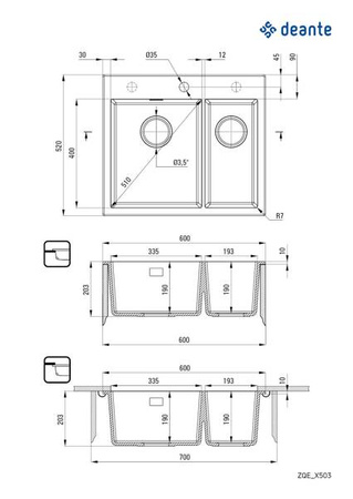 Zlewozmywak granitowy 1.5-komorowy (ZQE G503) - Deante
