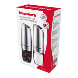Zestaw dwóch grawitacyjnych młynków do soli i pieprzu, stal Klausb KB-7575