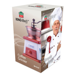 Młynek do kawy, ceramika-drewno-stal, w kwiaty Kinghof KH-4147