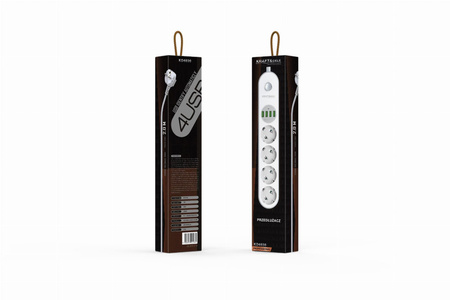 Przedłużacz z USB 2m 4 gniazda + 4x USBKD4030 - KRAFT&DELE