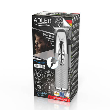 AD 2836 silver Trymer strzyżarka profesjonalna - USB