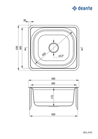 Zlewozmywak stalowy 1-komorowy (ZEN 0103) - Deante