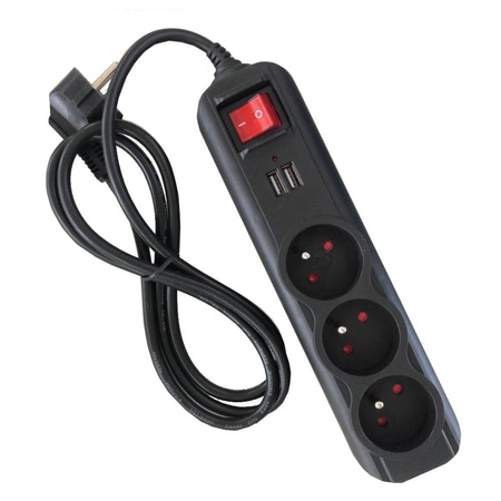 Przedłużacz z USB 1,5m 3 gniazda KD4031 - KRAFT&DELE