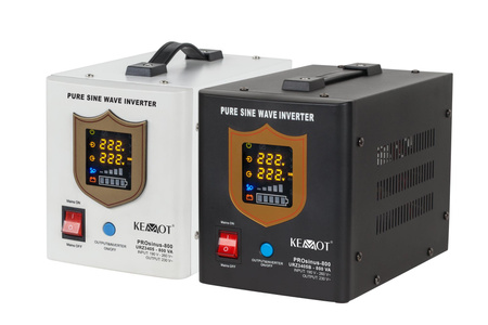 Zasilacz awaryjny KEMOT PROsinus-800 przetwornica z czystym przebiegiem sinusoidalnym i funkcją ładowania 12V 230V 800VA/500W - kolor czarny