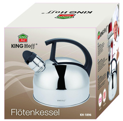 Czajnik tradycyjny z gwizdkiem, stal nierdzewna, srebrny, pojemność 1,5L, KINGHoff, KH-1896 KH-1896