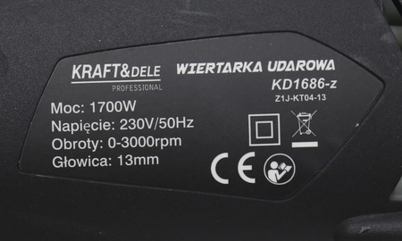 Wiertarka udarowa 1700W KING SERIES KD1685-Z - KRAFT&DELE