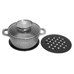 Garnek z pokrywką, aluminium powłoka szary marmurek Ø24cm 4,5l Klausb KB-7522