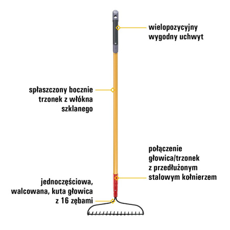 Grabie ogrodowe CAT J-Series Forged - 16 zębów (0841308101194) - Cat