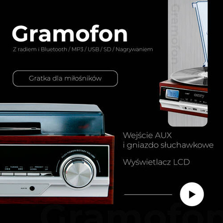 CR 1168 Gramofon z radiem i Bluetooth / MP3 / USB / SD / Nagrywaniem
